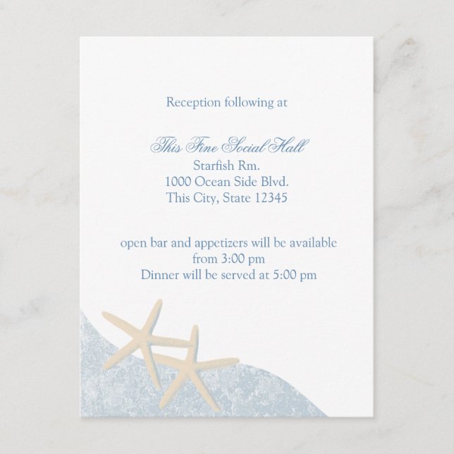 Carte D'accompagnement Réception de mariage étoile de mer (Devant)