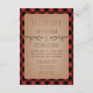Carte D'accompagnement Réception de mariage Evergreen à carreaux de bûche