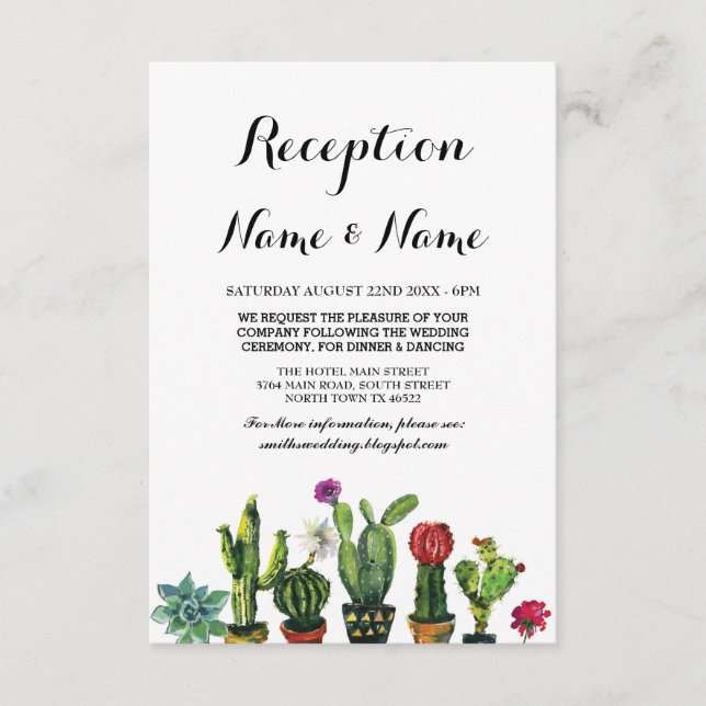 Carte D'accompagnement Réception de mariage Fiesta Cactus Insertions mexi (Devant)
