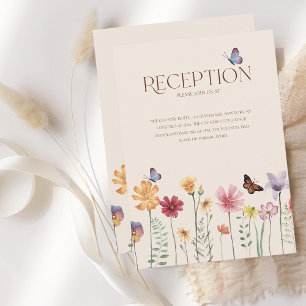 Carte D'accompagnement Réception De Mariage Fleur sauvage Colorée Simple