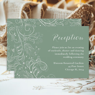 Carte D'accompagnement Réception de mariage floral élégant vert sauge