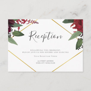 Carte D'accompagnement Réception de mariage   Floral Marsala Bourgogne ri