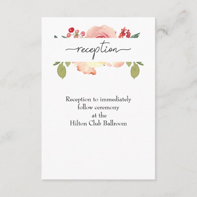 Carte D'accompagnement Réception de mariage floral Vanilla Blush (Devant)