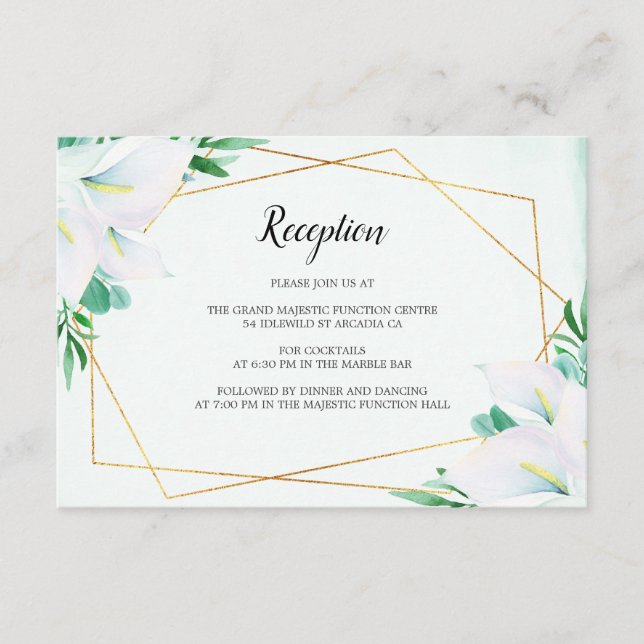 Carte D'accompagnement Réception de mariage géométrique blanche moderne (Devant)