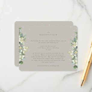 Carte D'accompagnement Réception de mariage Greige Snowberry+Eucalyptus