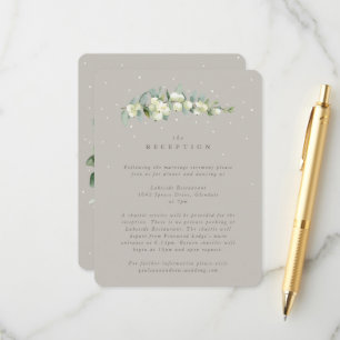 Carte D'accompagnement Réception de mariage Greige Snowberry+Eucalyptus