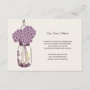 Carte D'accompagnement Réception de mariage Hydrangea & Pot Mason