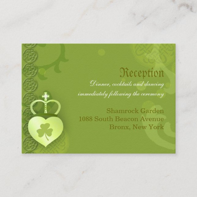 Carte D'accompagnement Réception de mariage irlandaise verte (Devant)