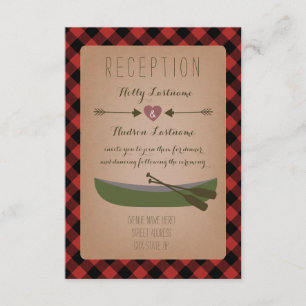 Carte D'accompagnement Réception de mariage Lumberjack Plaid Canoë + Flèc