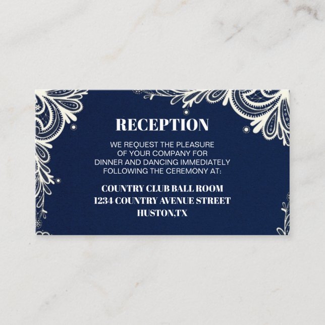 Carte D'accompagnement réception de mariage marine bleu marine côtière (Devant)