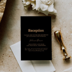 Carte D'accompagnement Réception de mariage minimal classique Or Noir