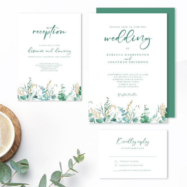 Carte D'accompagnement Réception De Mariage Minimale Eucalyptus (Créateur téléchargé)