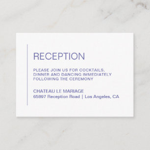 Carte D'accompagnement Réception de mariage minimaliste
