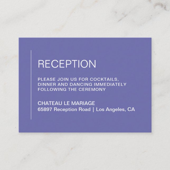 Carte D'accompagnement Réception de mariage minimaliste (Devant)