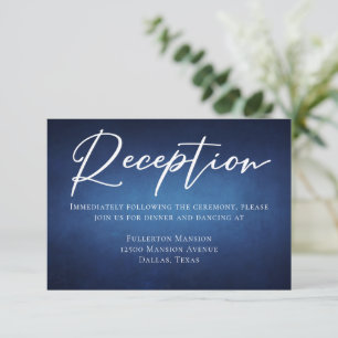 Carte D'accompagnement Réception de mariage moderne bleu foncé