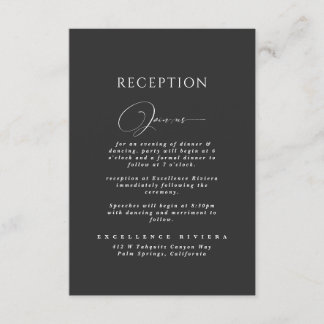 Carte D'accompagnement Réception de mariage moderne chic écriture noire
