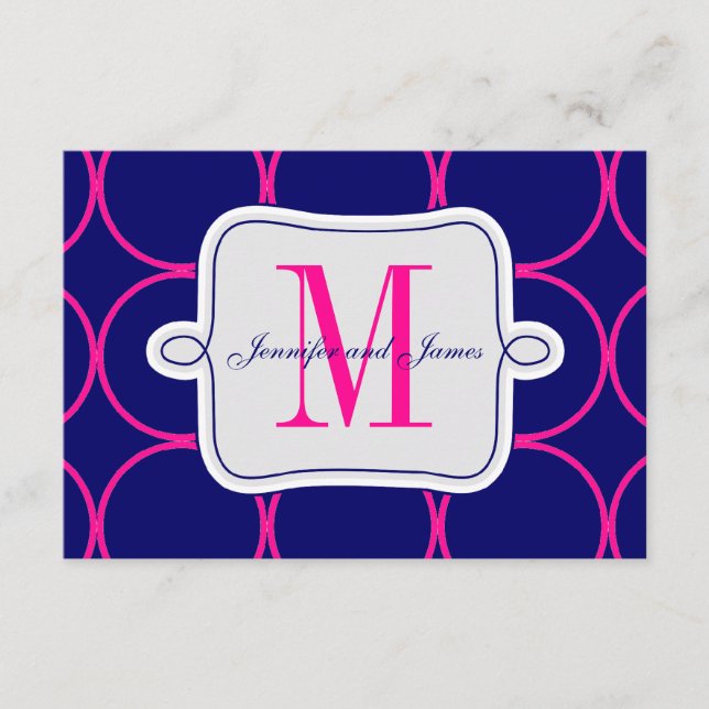 Carte D'accompagnement Réception de mariage moderne Fuchsia Bleu #2 (Devant)
