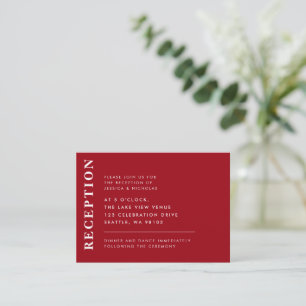 Carte D'accompagnement Réception de mariage moderne minimal rouge et blan