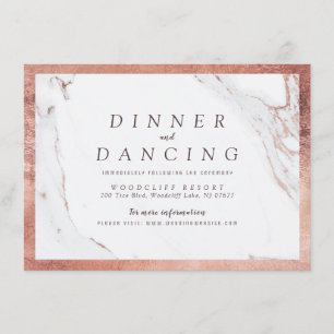 Carte D'accompagnement Réception de mariage moderne rose en marbre d'or