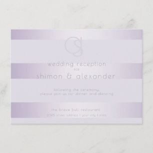 Carte D'accompagnement Réception de mariage Monogramme Lilac Shimmer St