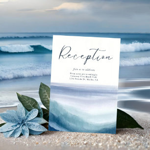 Carte D'accompagnement Réception de mariage monogramme nautique aux vague