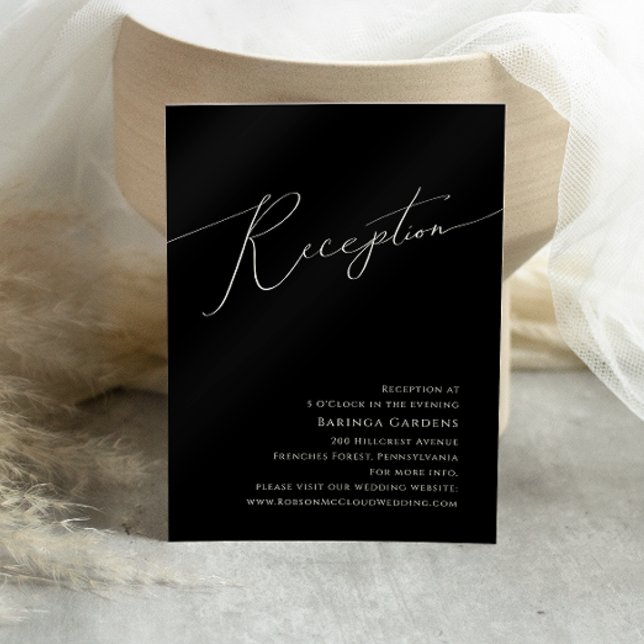 Carte D'accompagnement Réception de mariage noir à script minimal fantais (Créateur téléchargé)