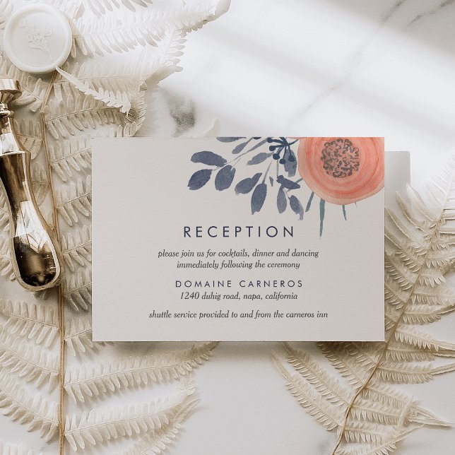 Carte D'accompagnement Réception de mariage Peach Poppies (Créateur téléchargé)