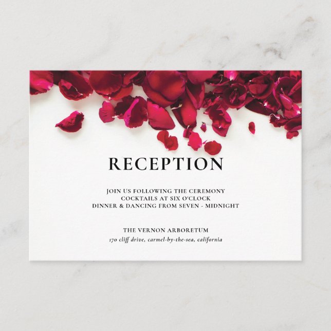 Carte D'accompagnement Réception de mariage Red Roses (Devant)
