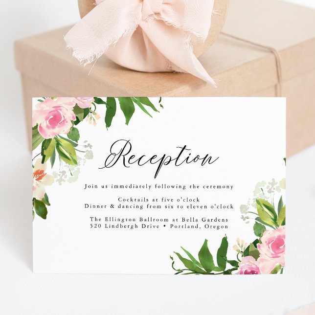 Carte D'accompagnement Réception De Mariage Rose Doux (Créateur téléchargé)
