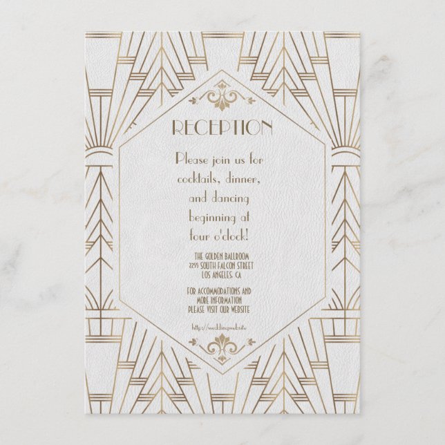 Carte D'accompagnement Réception de mariage Royal Gold Art Déco Monogramm (Devant)