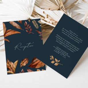 Carte D'accompagnement Réception de mariage rustique Floral & Navy