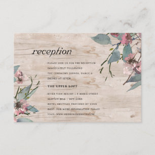 Carte D'accompagnement Réception De Mariage Rustique Rose Eucalyptus Flor