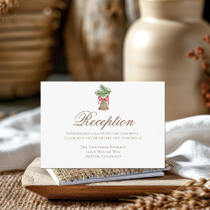 Carte D'accompagnement Réception de mariage simple avec cloche de Noël vi