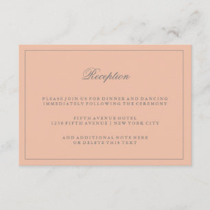 Carte D'accompagnement Réception de mariage simple et élégant rose blush
