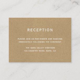 Carte D'accompagnement Réception De Mariage Simple Faux Rustic Kraft