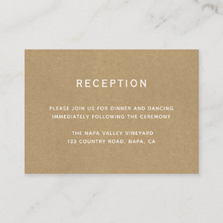 Carte D'accompagnement Réception De Mariage Simple Faux Rustic Kraft
