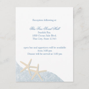 Carte D'accompagnement Réception de mariage Starfish