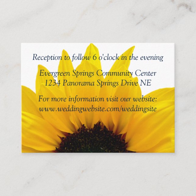 Carte D'accompagnement Réception de mariage Sunflower Navy (Devant)