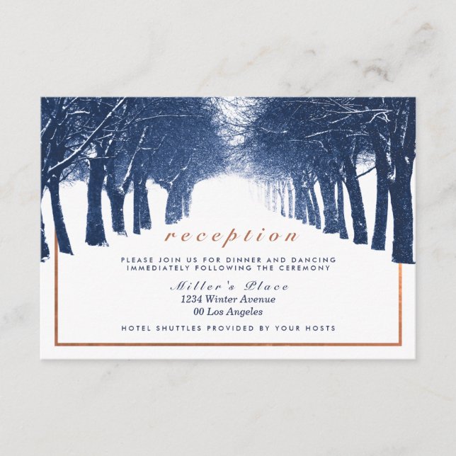 Carte D'accompagnement Réception de mariage sur l'avenue des Arbres d'hiv (Devant)