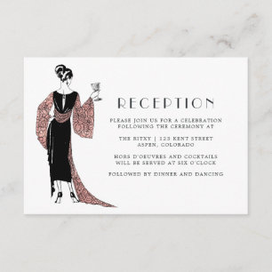 Carte D'accompagnement Réception de mariage sur le thème du vin Rose Gold