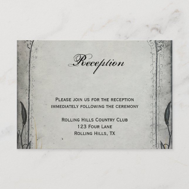 Carte D'accompagnement Réception de mariage sur treillis Black Rose gothi (Devant)