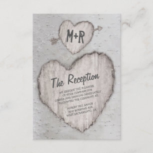 Carte D'accompagnement Réception de mariage sur un arbre en bouleau avec