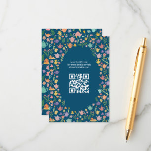Carte D'accompagnement Réception de mariage Tea Party Code QR personnalis