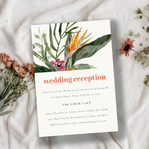 Carte D'accompagnement Réception de mariage tropical floral Peach Blush B