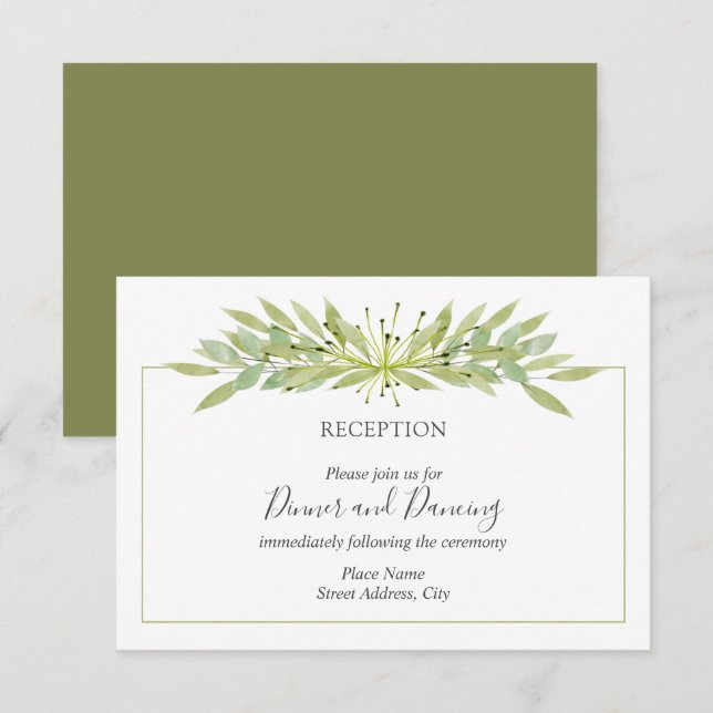 Carte D'accompagnement Réception de mariage verdoyante (Devant / Derrière)