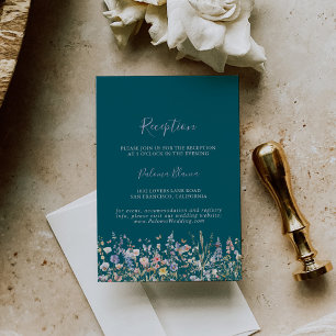 Carte D'accompagnement Réception de mariage vert Fleur sauvage multicolor