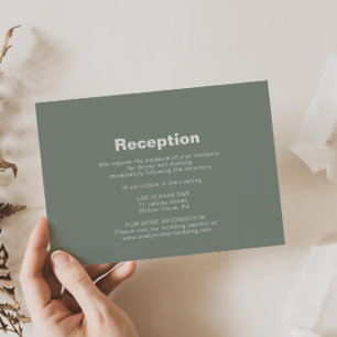 Carte D'accompagnement Réception De Mariage Vert Formelle Minimaliste