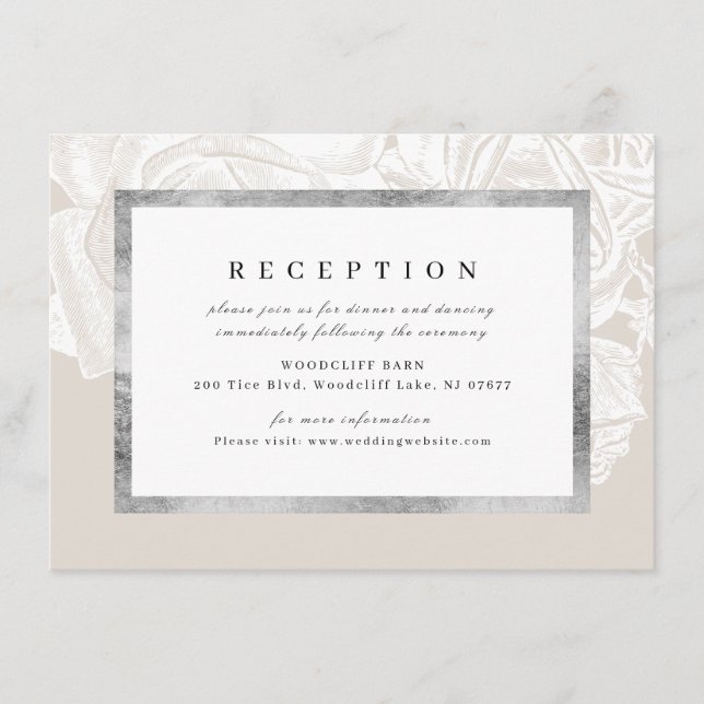 Carte D'accompagnement Réception de mariage vintage de luxe rose (Devant)