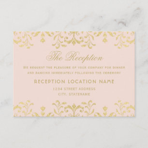 Carte D'accompagnement Réception de mariage Vintage glacé et or