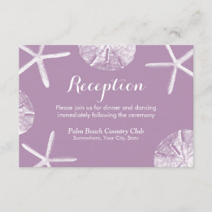 Carte D'accompagnement Réception de mariage Violet Starfish & Sand Dollar